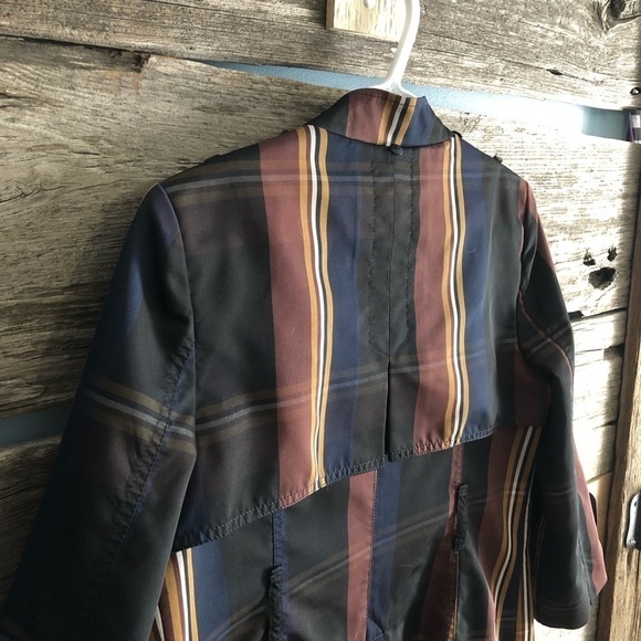 e.land Size Med Navy/Gold Plaid Spring Jacket - Picture 7 of 11